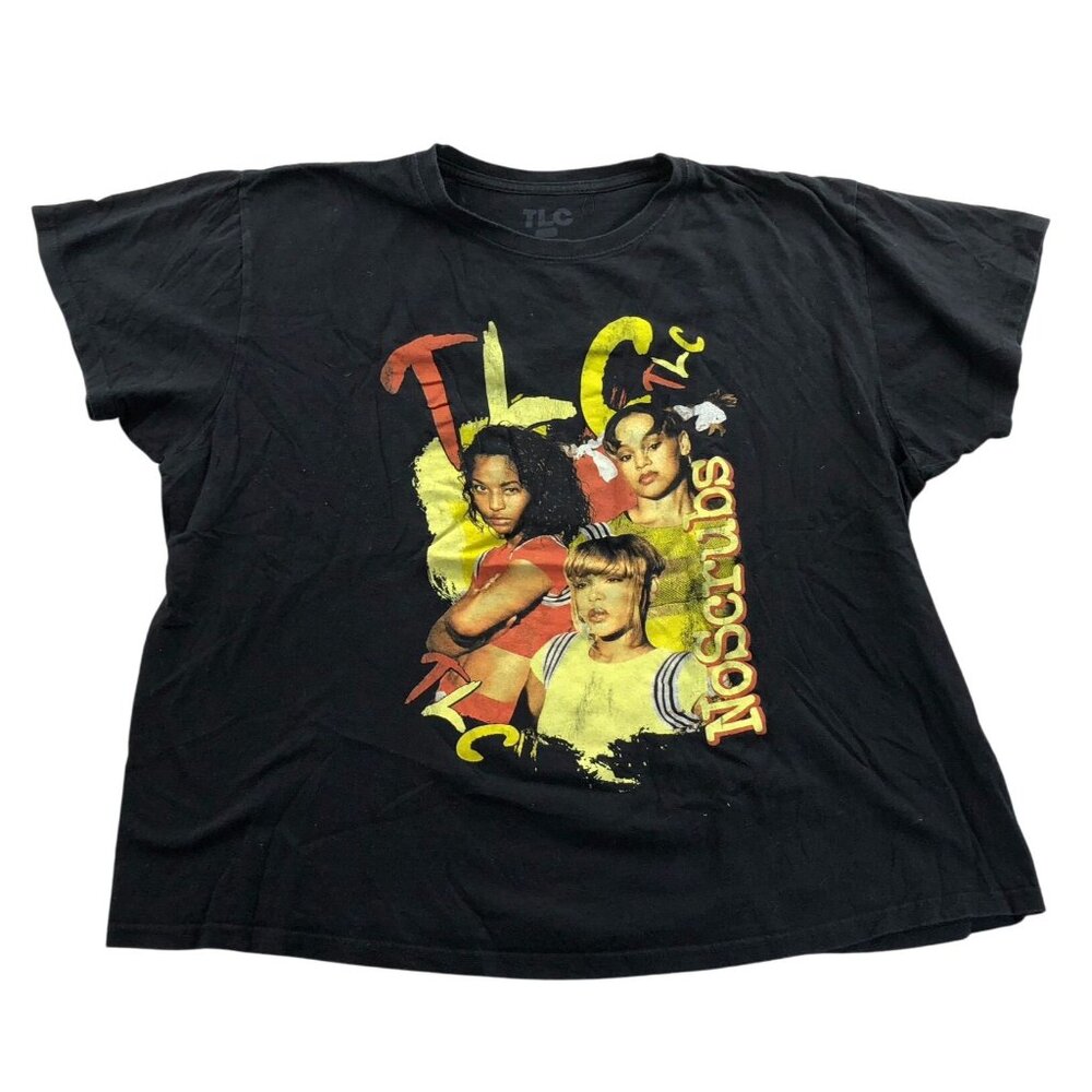 Vintage TLC Women's T-Shirt Size 2XL Black No Scrubs Graphic Tee Retro Casual